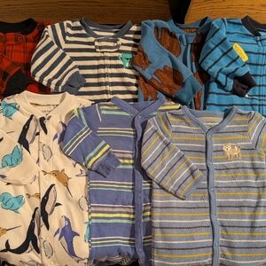 6M - Fleece, Terry Cloth And Cotton.Assorted Baby Onesies wit